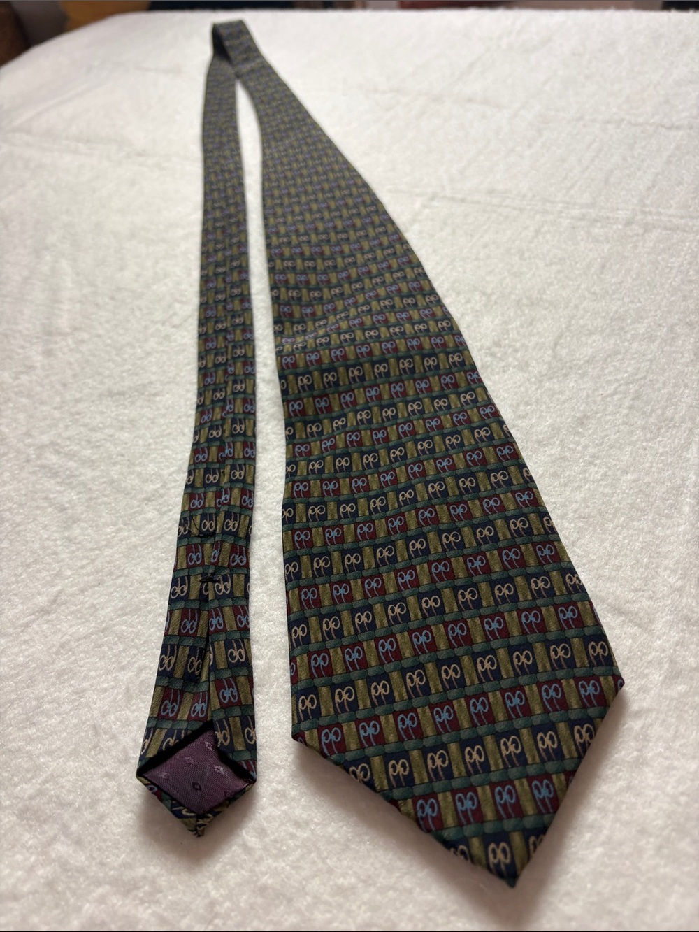 J. Garcia Green Multi-Color Geometric Silk Tie